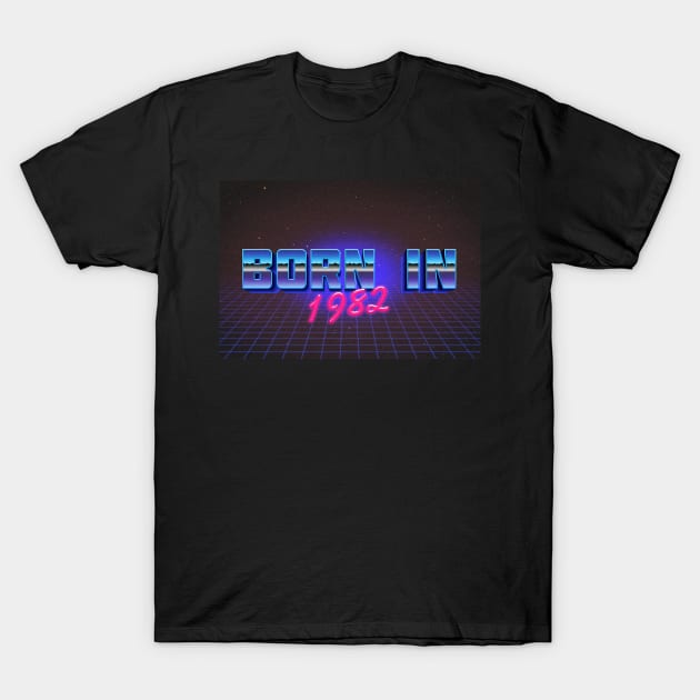 Born In 1982 ∆∆∆ VHS Retro Outrun Birthday Design T-Shirt by DankFutura